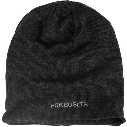 FORBUSITE embroidered slouchy beanie hat in dark grey, soft cotton fabric, oversized baggy fit for men and women, lightweight all season beanie cap
