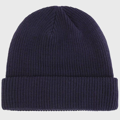 Navy ribbed knit beanie – Soft and stylish winter hat, perfect for casual wear and providing excellent warmth in winter conditions.