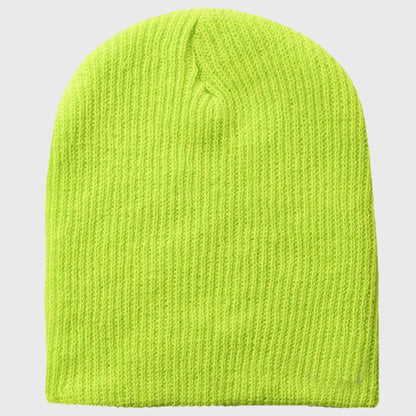 Neon green winter beanie – Bright and bold, providing warmth and style for outdoor activities in chilly weather.