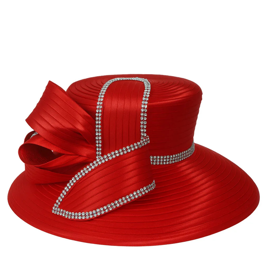 Stunning red church hat with crystal bow by FORBUSITE