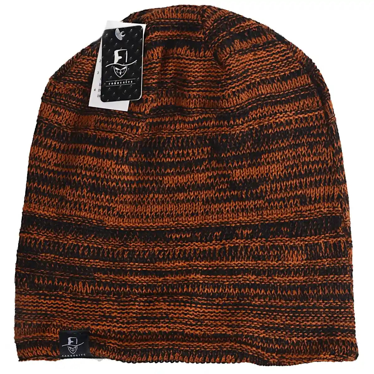 FORBUSITE striped beanie hat with solid knit texture, oversize design for everyday outfits