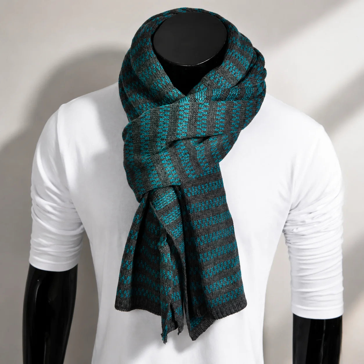 Gray blue knit scarf for men and women winter warm soft luxury scarf modern minimalist style