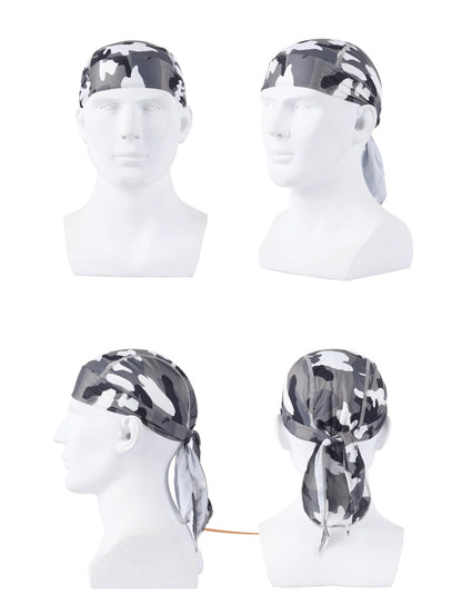 Gray camouflage sports headband, breathable and lightweight, designed for athletes and outdoor activities