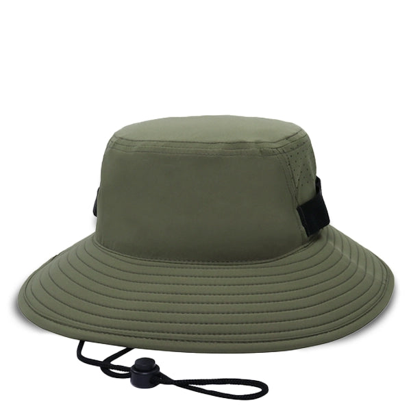 Men's green bucket hat for outdoor sun protection, perfect for fishing, hiking, and beach activities.