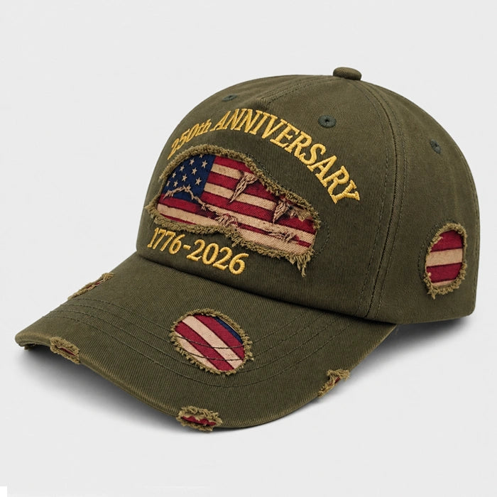 USA 250th Anniversary Baseball Cap - Embroidery‌ Distressed Denim Hat A0812C23