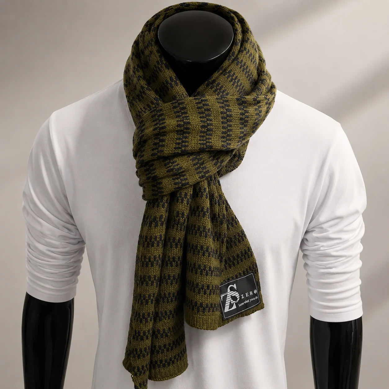 Green knit scarf winter warm soft scarf for men and women luxury textured knit scarf everyday style
