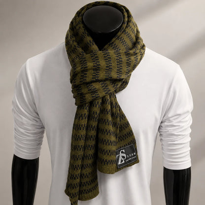 Green knit scarf winter warm soft scarf for men and women luxury textured knit scarf everyday style
