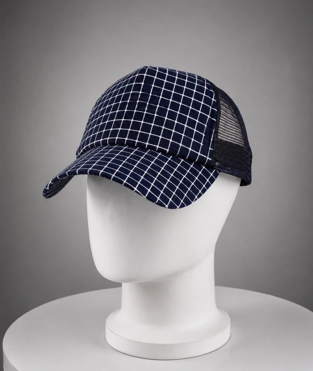 Blue trucker hat lifestyle urban fashion styling