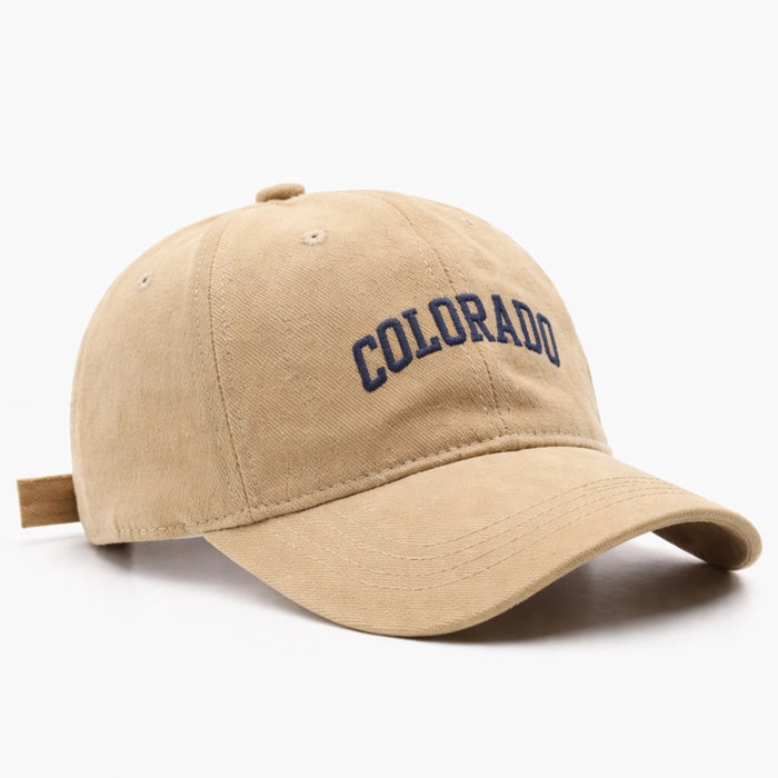 Khaki 'COLORADO' baseball cap, a versatile accessory for casual wear and everyday outdoor adventures.