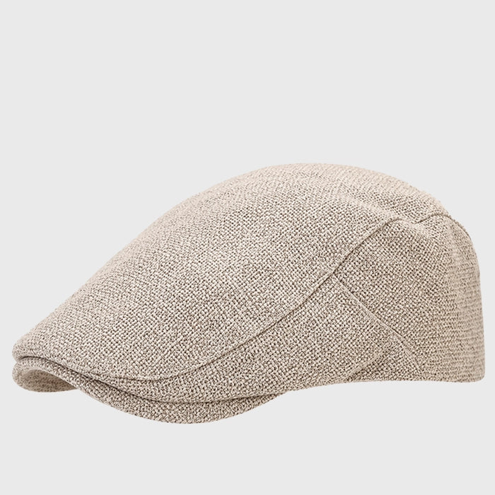 Khaki flat cap with a classic Ivy cap design. Made of 100% POLYESTER, this versatile driving cap offers comfort and style for both men and women