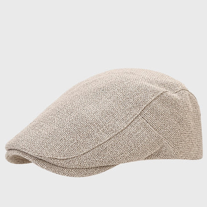 Khaki flat cap with a classic Ivy cap design. Made of 100% POLYESTER, this versatile driving cap offers comfort and style for both men and women