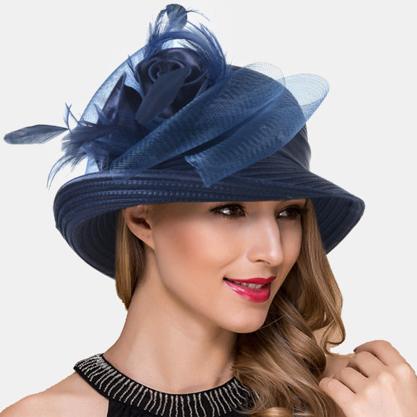 ladies navy blue dress hats Ihph7 Cloche Hats for Women Derby Hats for Women Funeral Hats for Women Fancy Hats for Women Dress Hats for Women, Navy M