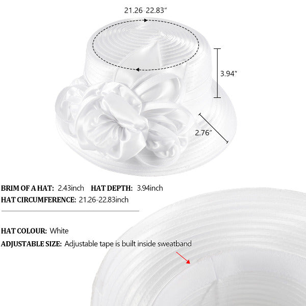 forbusite Satin church hats women white