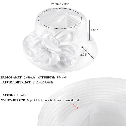 forbusite Satin church hats women white