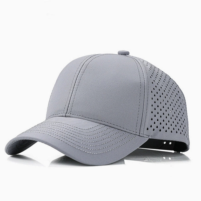 Light grey quick-dry casual baseball hat, moisture-wicking fabric and breathable panels, ideal for everyday wear and sports.
