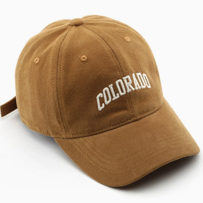 Light tan 'COLORADO' baseball cap, a great choice for casual and comfortable everyday wear.
