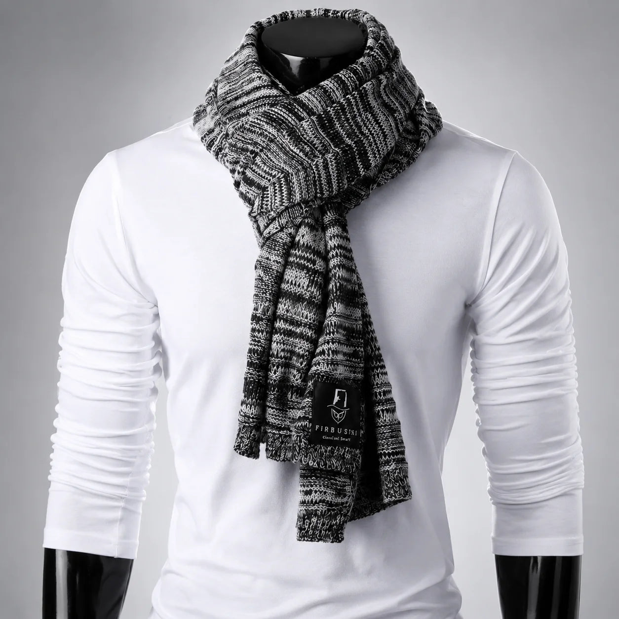 charcoal melange knit scarf soft texture winter scarf FORBUSITE minimal urban style