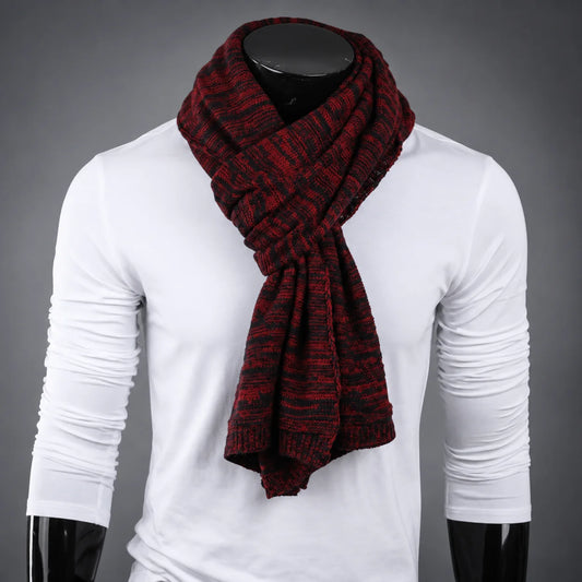 red black melange knit scarf soft texture winter scarf FORBUSITE elegant layering piece