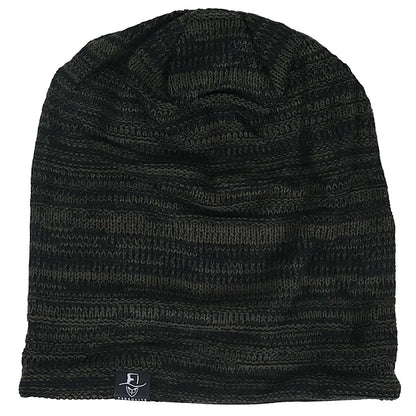Oversize striped beanie cap with relaxed fit, lightweight knit design for all season wear