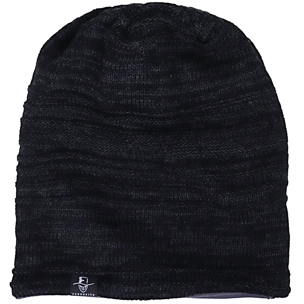 Oversize striped beanie cap designed for all season use, lightweight knit structure balances comfort in summer and warmth in winter.