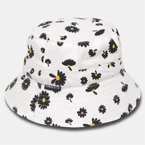 forbusite print flower Bucket Hat women white