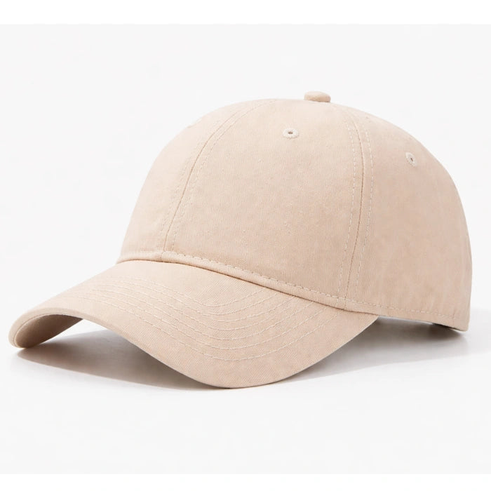 Beige pure cotton dad hat, solid design, lightweight and comfortable, ideal for casual outings or sports events.