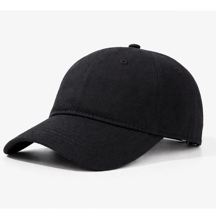 Classic black pure cotton dad hat, versatile baseball cap style, perfect for casual outdoor activities and fashion-forward looks