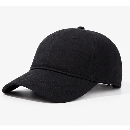 Classic black pure cotton dad hat, versatile baseball cap style, perfect for casual outdoor activities and fashion-forward looks