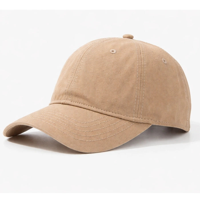 Light tan pure cotton dad hat, breathable fabric, a stylish and comfortable choice for casual everyday wear.