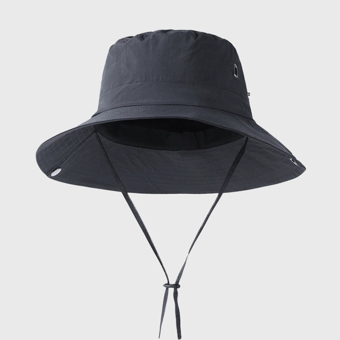 grey Quick-Dry Bucket Hat, designed for camping, hiking, and outdoor sports.