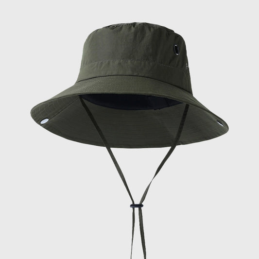 FORBUSITE Quick-Dry Bucket Hat in Olive Green with UV Protection for Hiking and Outdoor Activities.