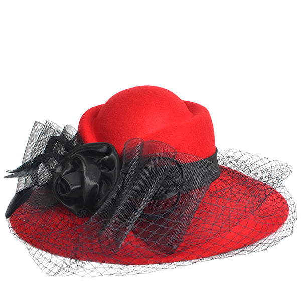 red felt wool hat for church 