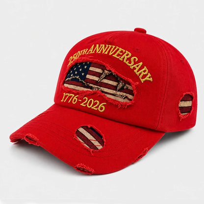 USA 250th Anniversary Baseball Cap - Embroidery‌ Distressed Denim Hat A0812C23