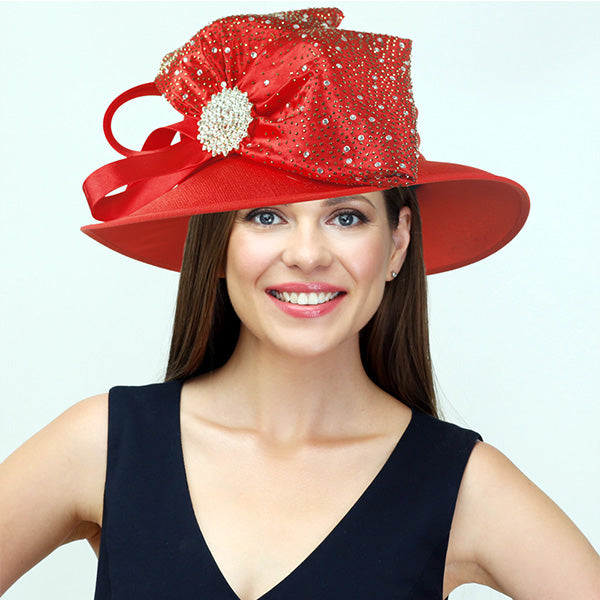 formal dress with hat red