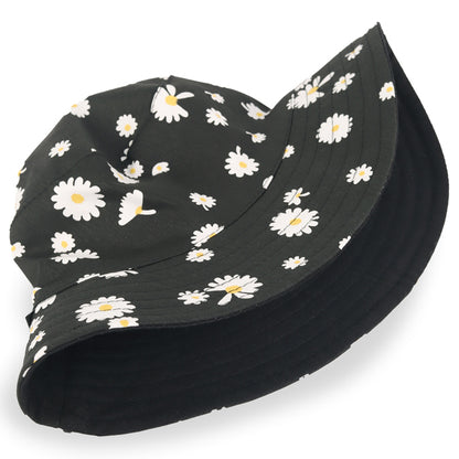 reversible Cotton bucket cap for men and women - Black Bucket Hat