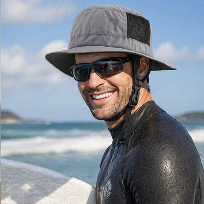 Surf Bucket Hat with UPF 50+ UV Protection for Men and Women - Grey Sun Hat for Outdoor Sports and Surfing
