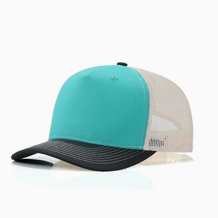 Stylish teal and black trucker cap with mesh back for an effortlessly cool look.