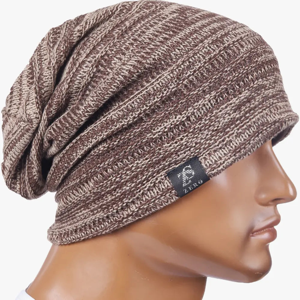 Unisex baggy beanie hat with subtle stripe texture, lightweight slouchy beanie for everyday wear