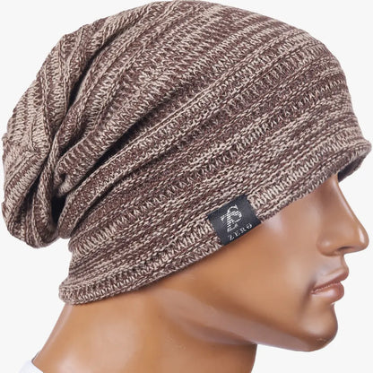 Unisex baggy beanie hat with subtle stripe texture, lightweight slouchy beanie for everyday wear