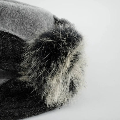 Interior view of an unlined gray boiled wool cloche hat