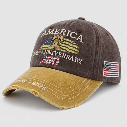 USA 250th Anniversary Embroidered Eagle Patriotic Baseball Cap - Brown Color - Adjustable Dad Hat