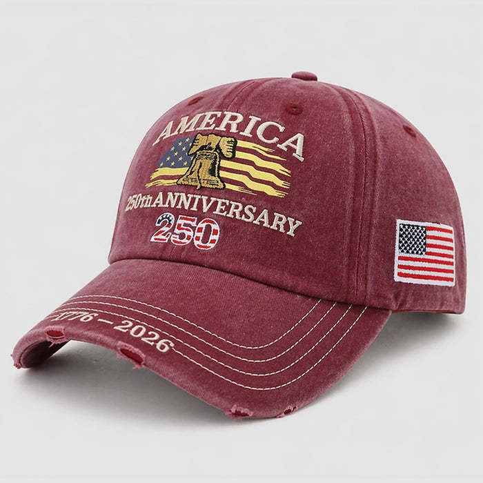 USA 250th Anniversary Embroidered Eagle Patriotic Baseball Cap - Burgundy Color - Adjustable Dad Hat