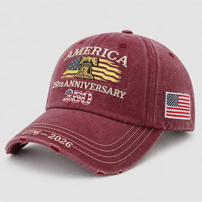 USA 250th Anniversary Embroidered Eagle Patriotic Baseball Cap - Burgundy Color - Adjustable Dad Hat