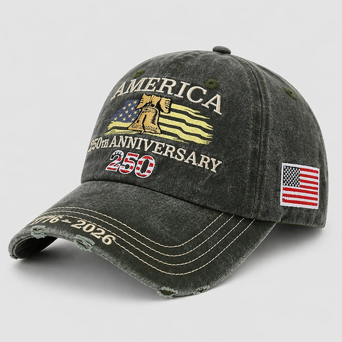 USA 250th Anniversary Embroidered Eagle Patriotic Baseball Cap - Grey Color - Adjustable Dad Hat