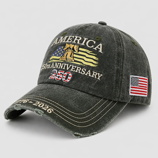 USA 250th Anniversary Embroidered Eagle Patriotic Baseball Cap - Grey Color - Adjustable Dad Hat