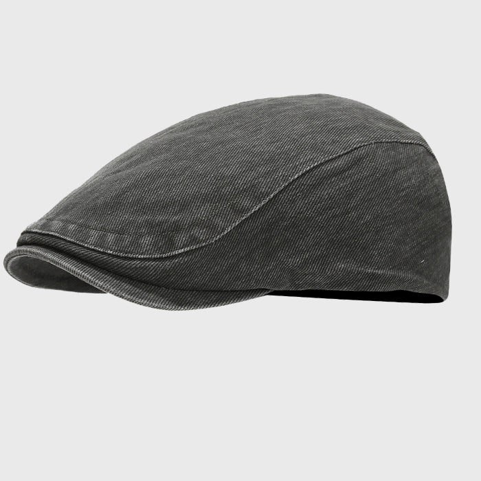 Water-washed ivy cap with a distressed flat hat look. Adjustable, versatile, and stylish, perfect for casual street style and outdoor wear.