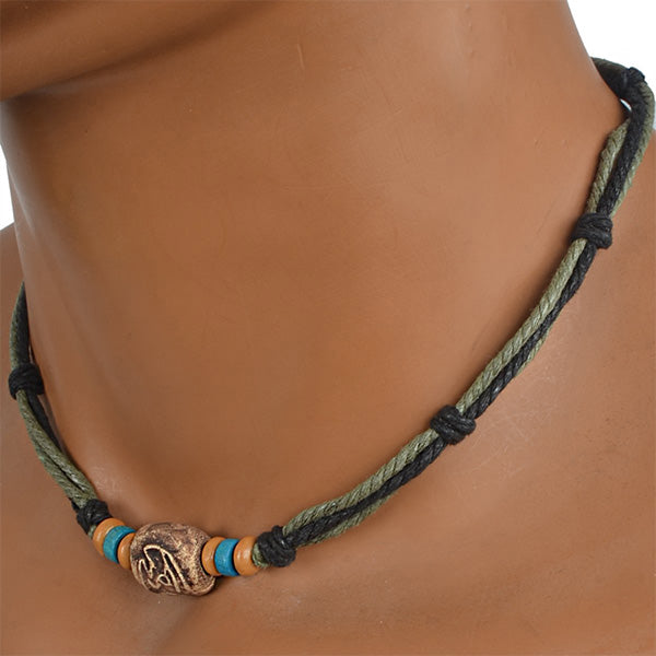 forbusite vintage surfer necklace for men choker green