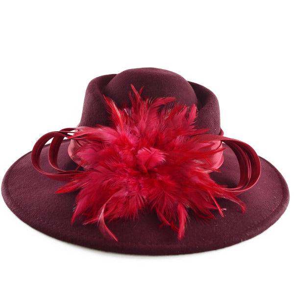 FORBUSITE Women Wool Felt Hats wide brim 1920s 1950s 60s 