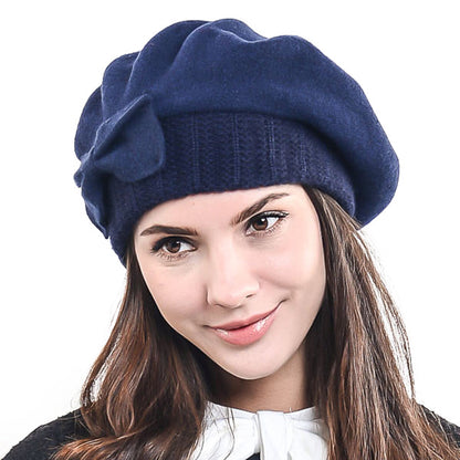 forbusite Women Wool Beret with Bow 