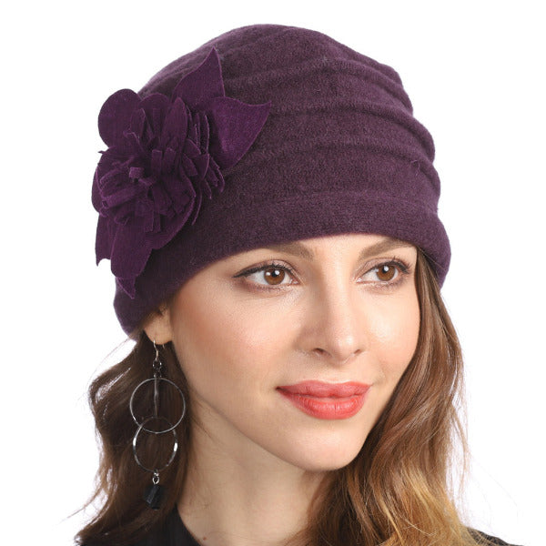 forbusite Wool Beret Beanie Hats women purple